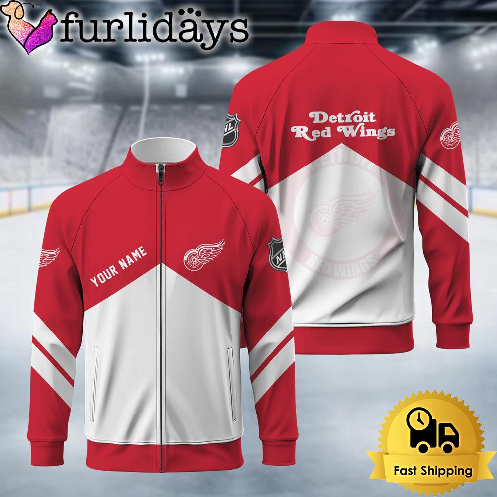 Detroit Red Wingss Logo Custom Standing Neck Zipper Jacket