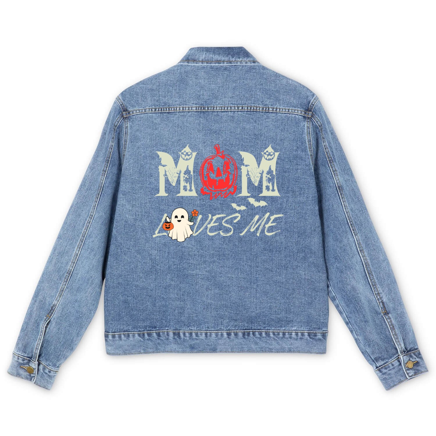 Mom Halloween Loves Me Men's Denim Jackets – Cute Spooky Gift