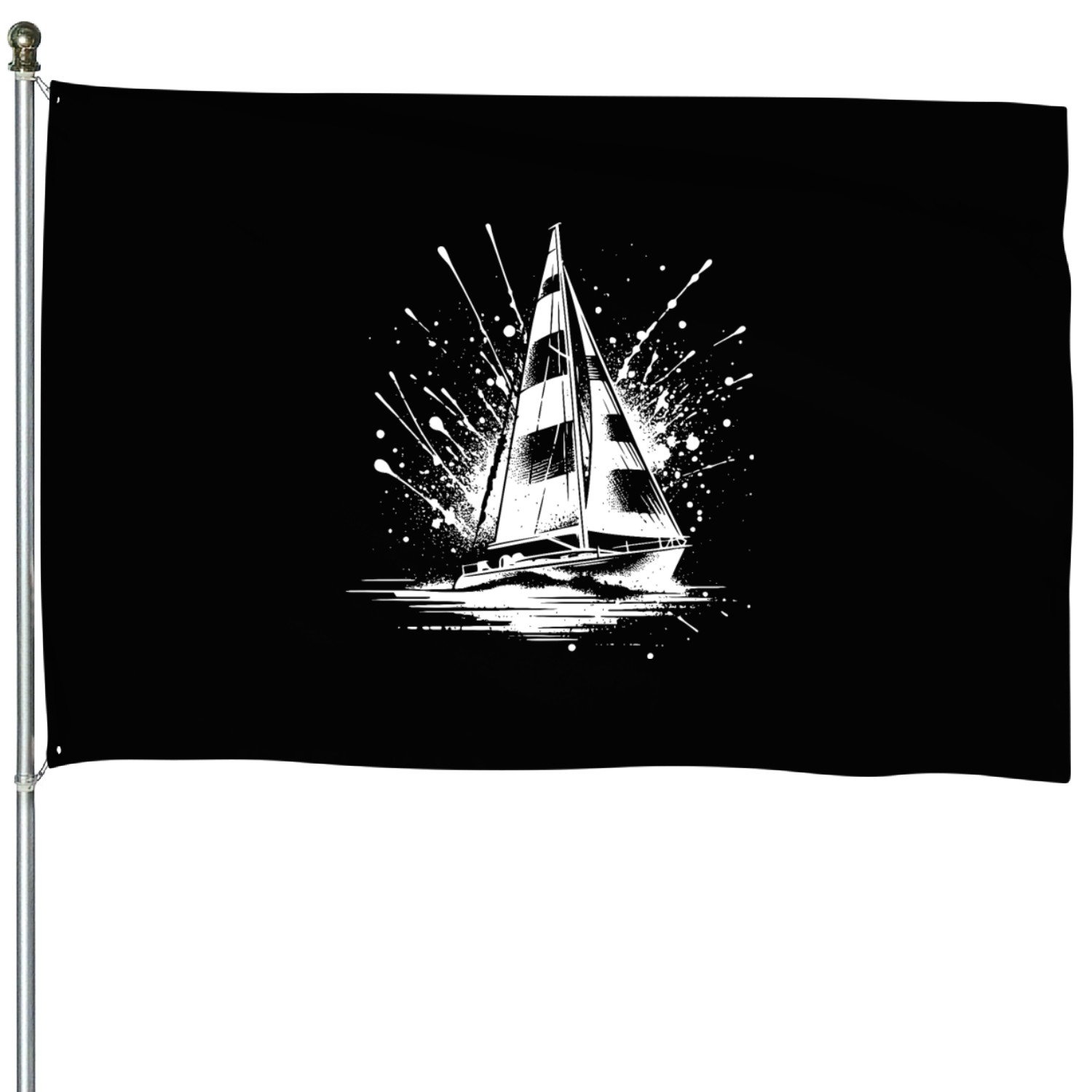 Small Sailing Boat With Wave Splash Optics House Flags