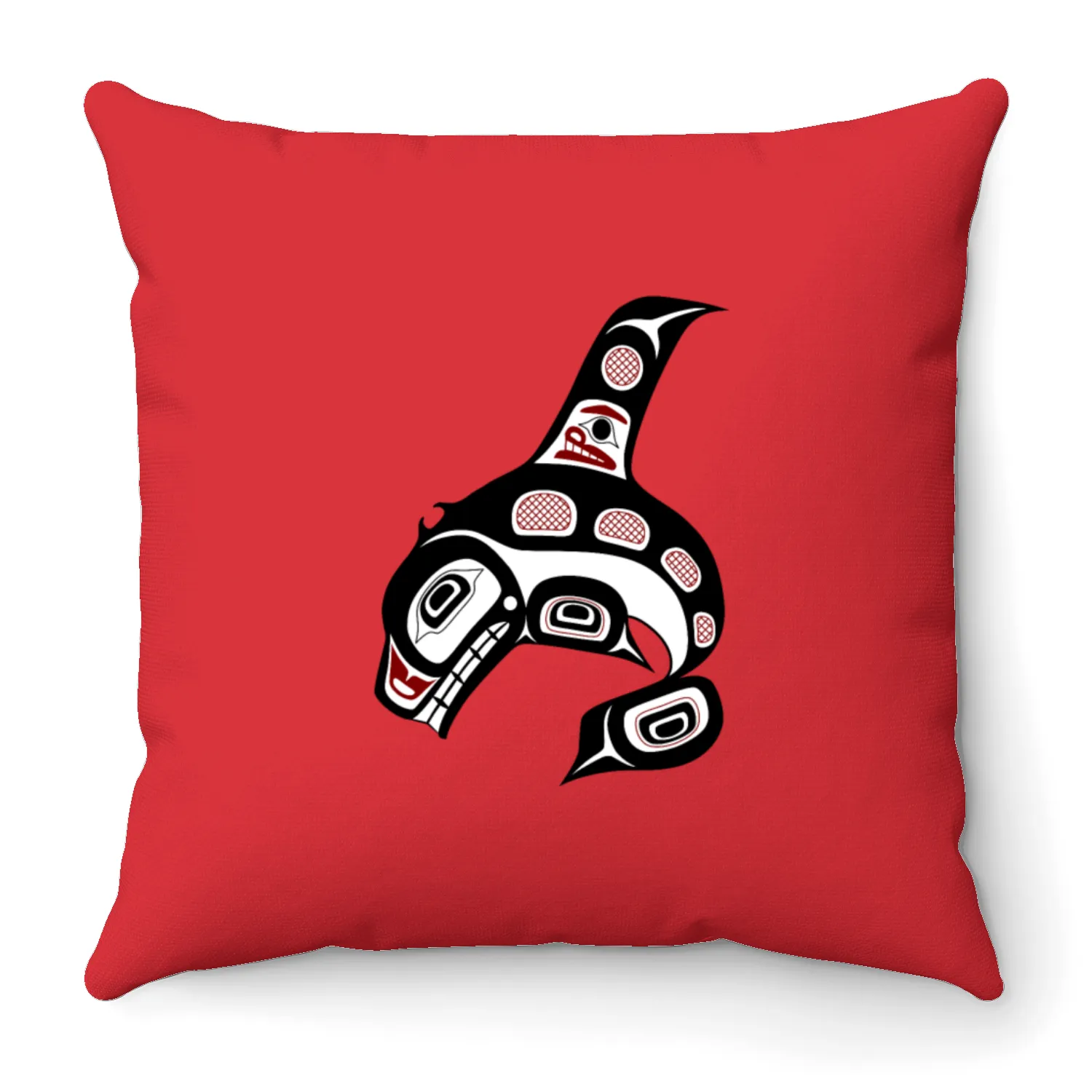 Native American Red Black Haida Orca Killer Whale Throw Pillows