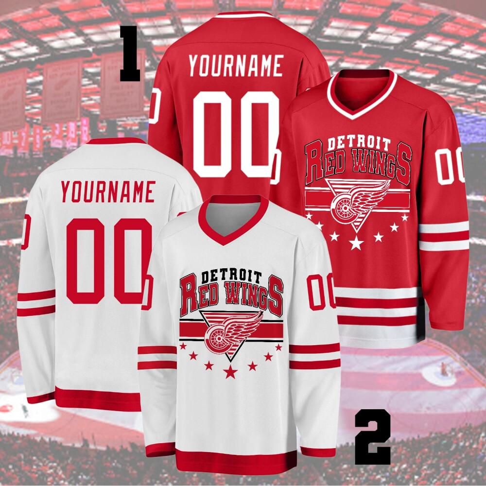 Personalized Detroit Hockey Team Jersey, Custom Red Wings Hockey Jersey, Gift For Fan, Jersey For Adult And Kids, Hockey Lovers