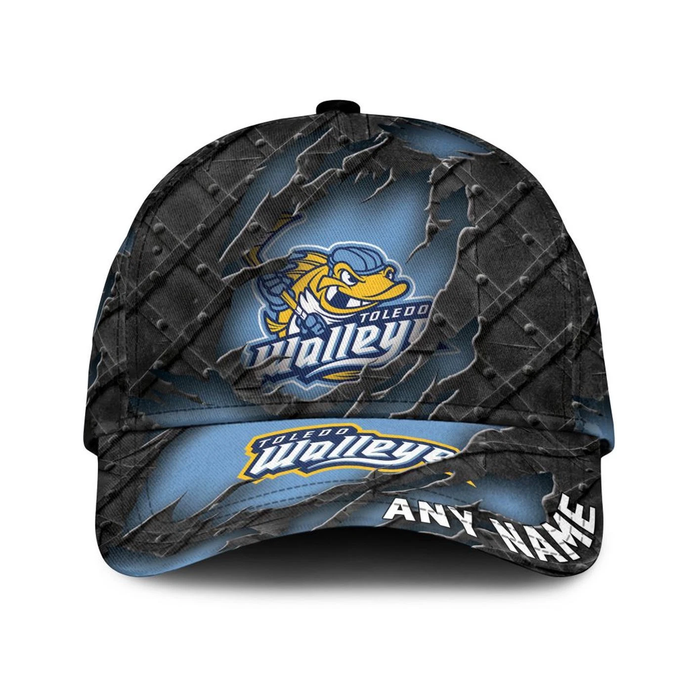 Toledo Walleye Personalized Name Black Metal Design Classic Cap