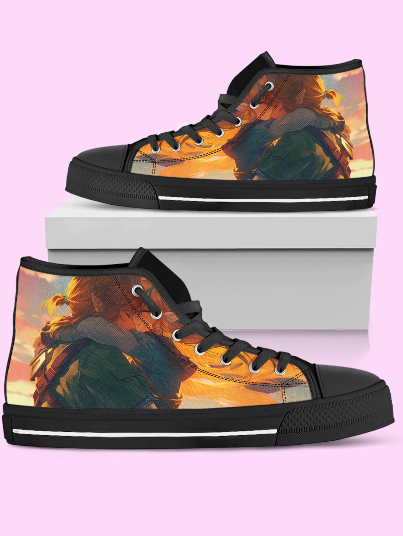 Zelda High Top Shoes, Princess Zelda and Link Sneakers