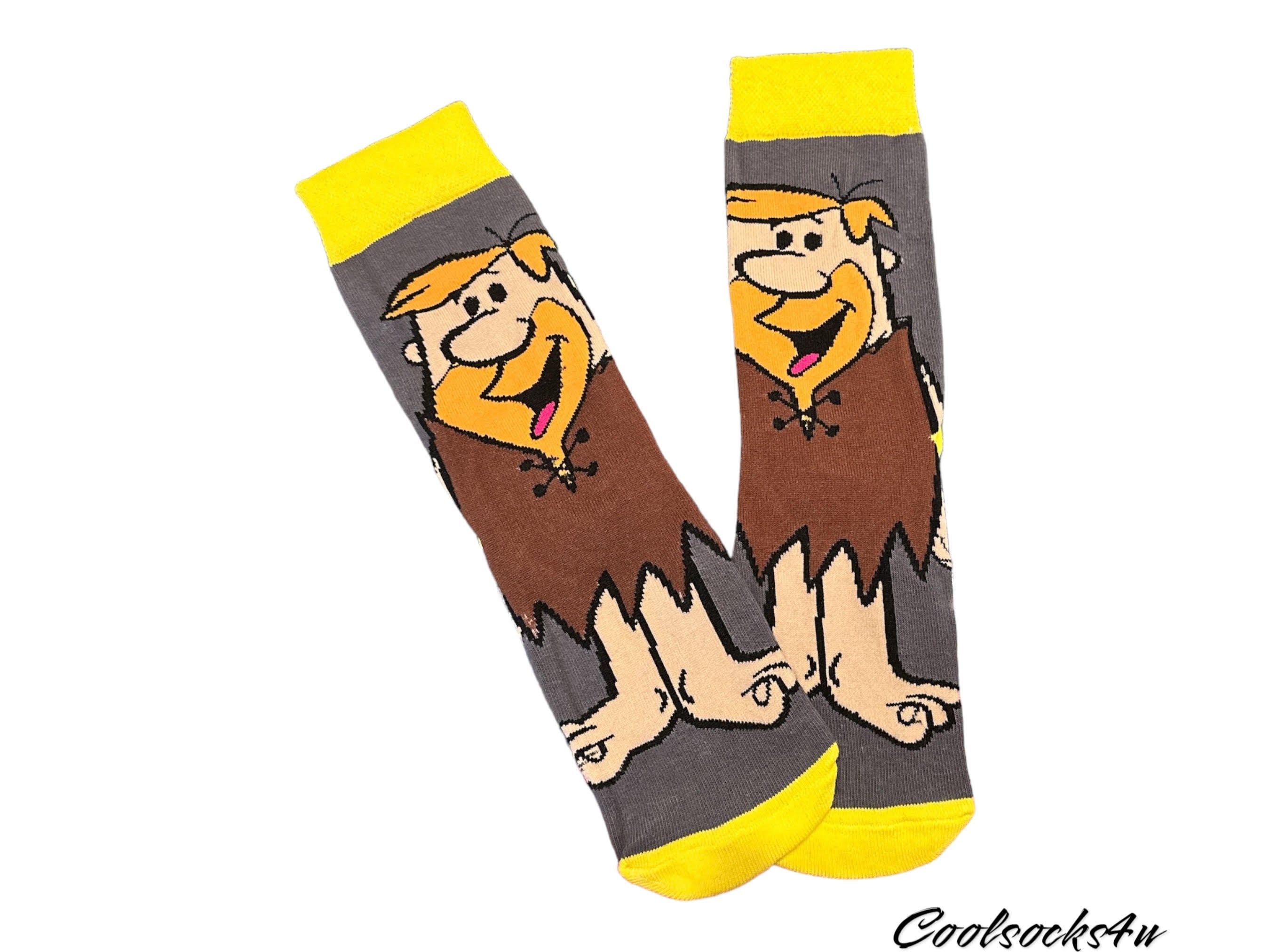 Barney Rubble the Flintstones Cartoon Character Crew Socks | Fun Cute and Novelty |