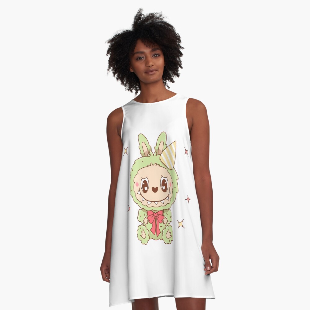 Labubu - THE MONSTERS Tasty Macarons Vinyl Face - Popmart A-Line Dress, Gift for Her