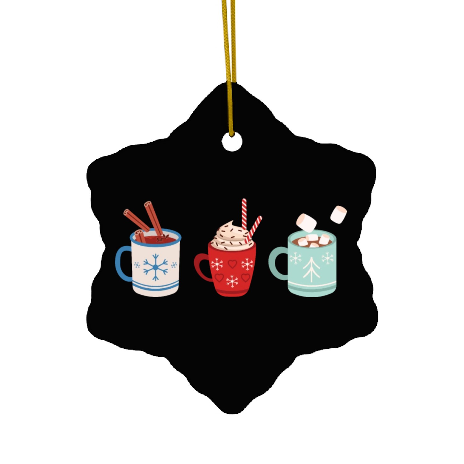 Coffee Christmas Latte Ceramic Ornaments