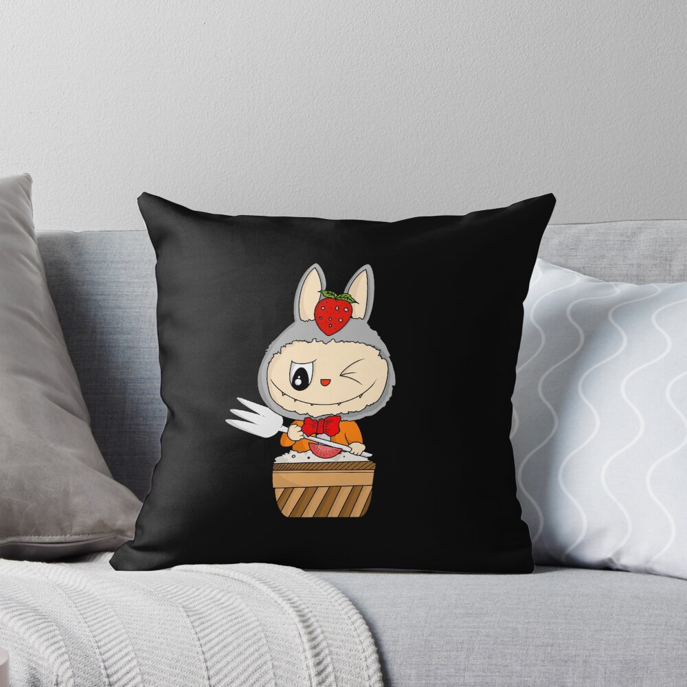 Labubu cute eating cake Pillow, Cute Labubu Pillows Gift, Gift for Fan