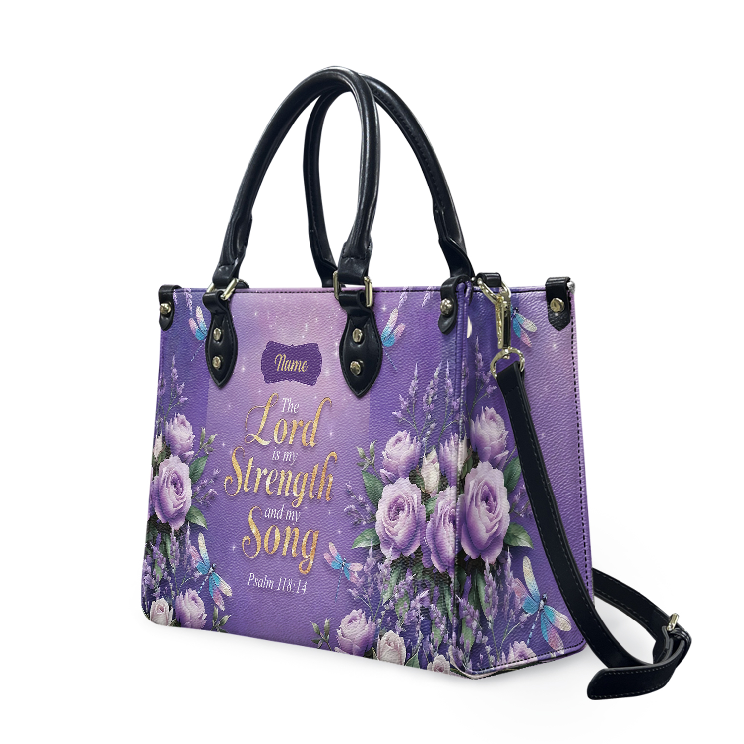 Personalized Christian Handbag, The Lord Is My Strength leather Handbag with handle, Bible Verse Gift for Women, mother's day gift