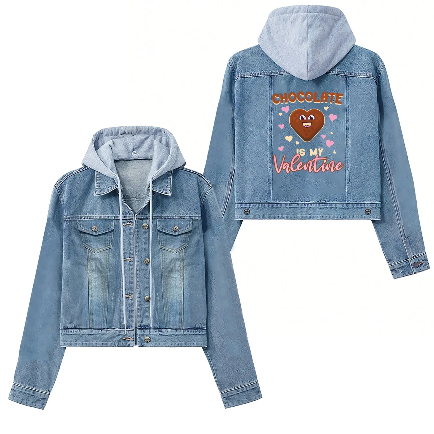 Chocolate Is My Valentine Heart Cute Chocolate Women's Denim Jackets