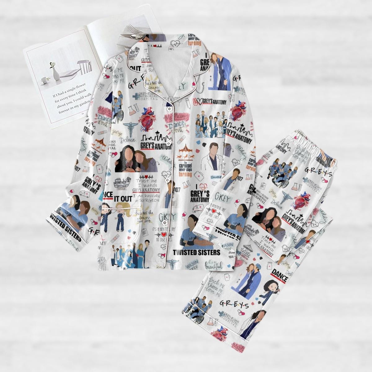 Grey's Anatomy Pajamas, Grey Anatomy Tv Series Pajamas Set, Christmas Pajamas, Twisted Sisters Women Pajamas, Christmas Gift