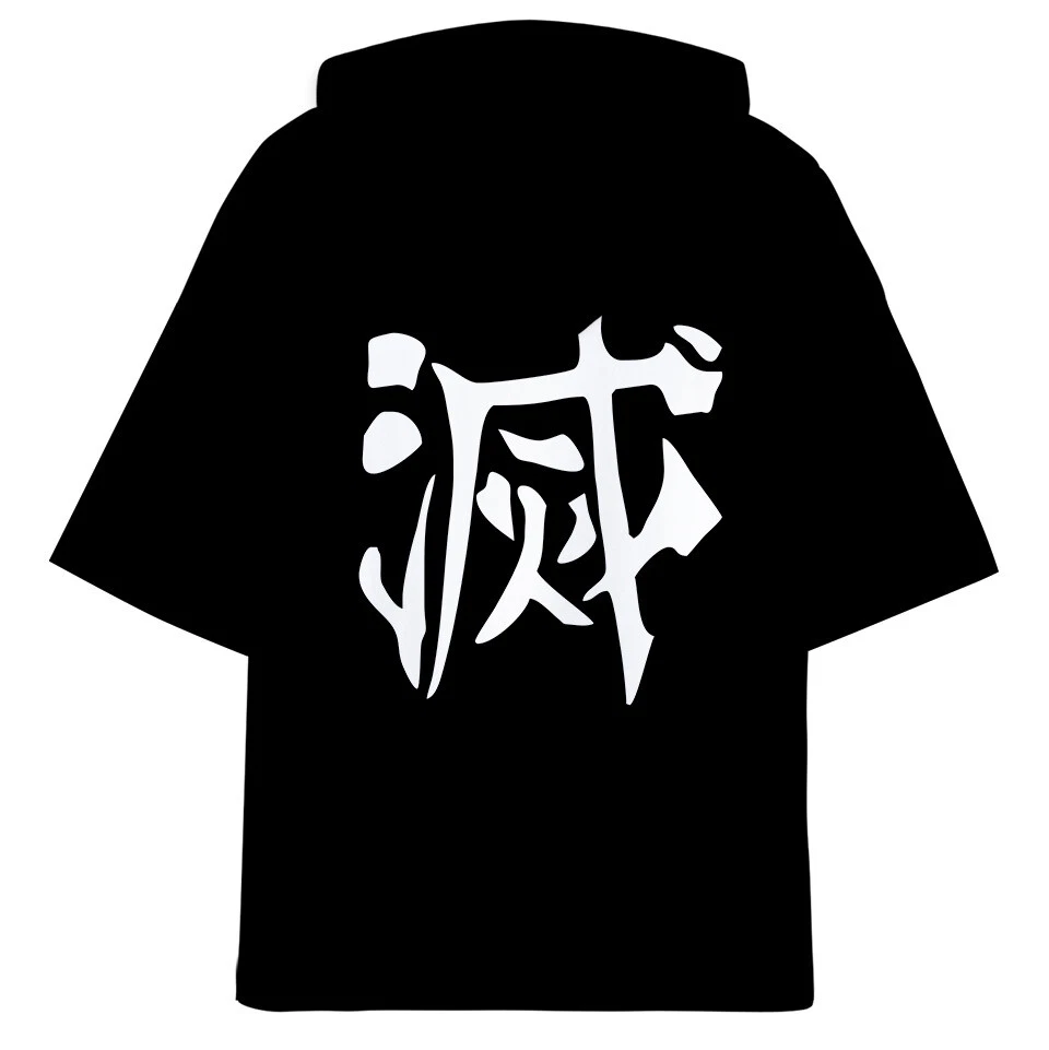 demon Kimetsu no Yaiba Kamado Tanjirou neko Short Sleeve Hoodie Shirt