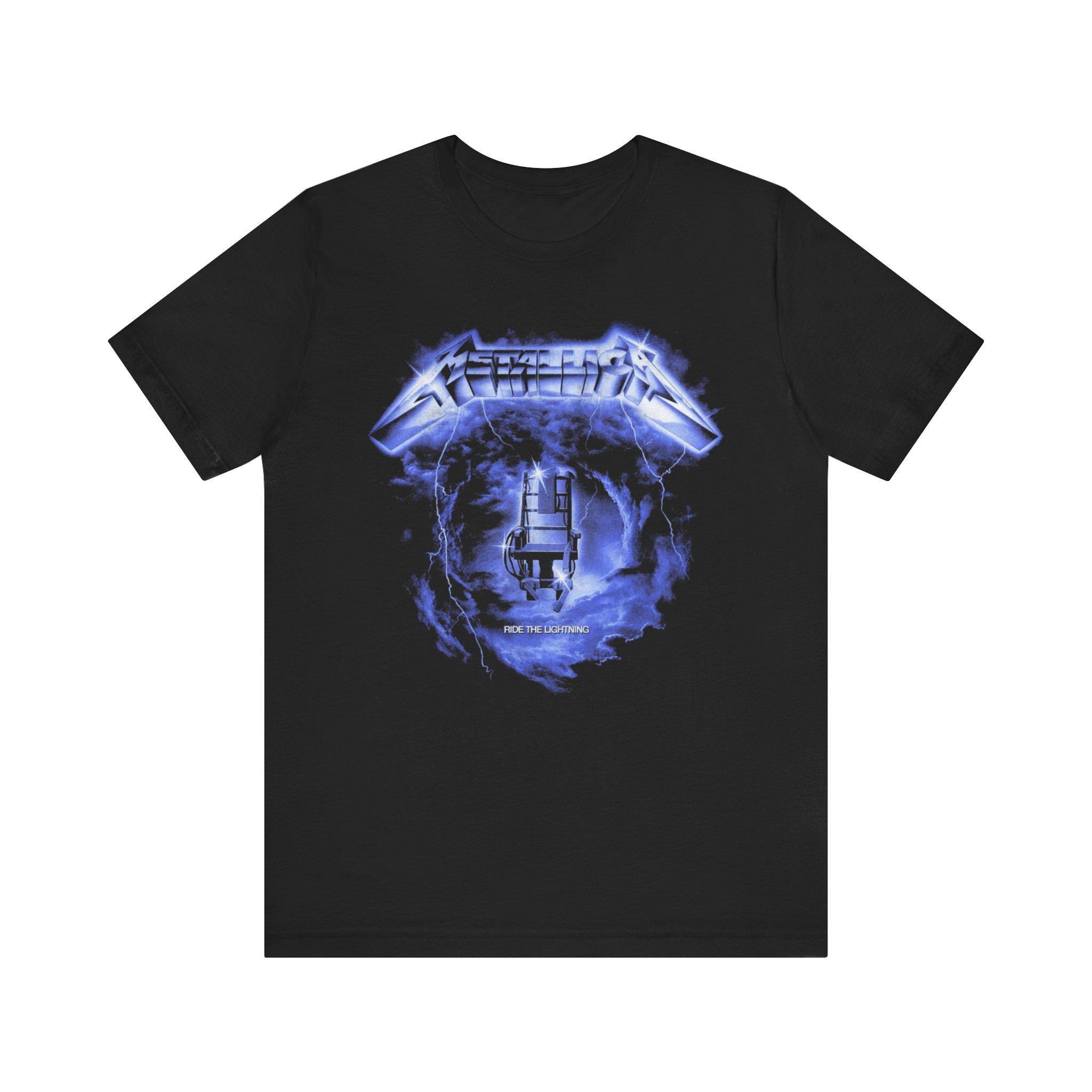 Ride The Lightning Swirl Metallic Band Shirt Tee, Vintage Style Rock Merch Unisex Jersey Short Sleeve T-Shirt