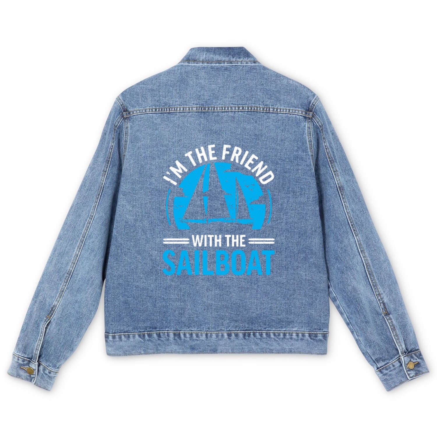 Sailing Gift Sailboat Boating Captain Best Sailor Men's Denim Jackets
