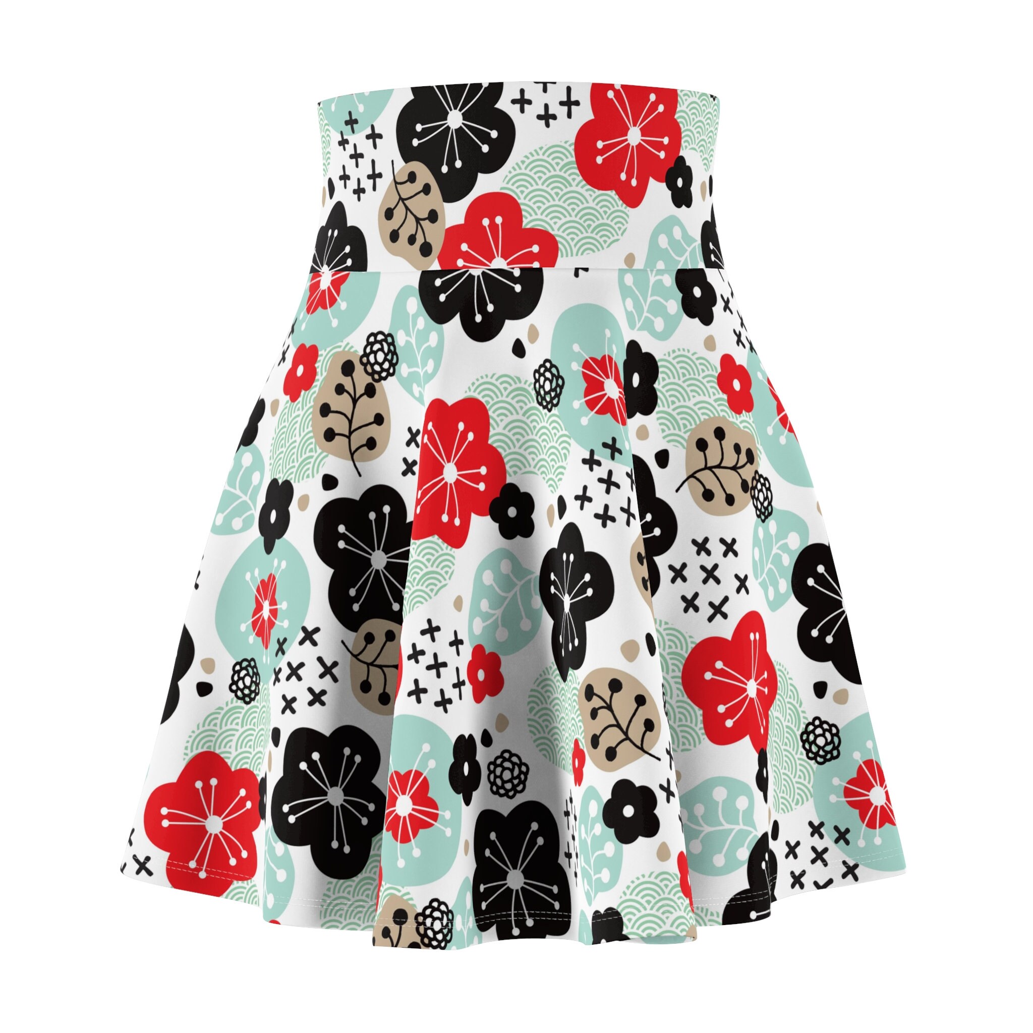 Unique Floral Skater Skirt, Women's Skater Skirt