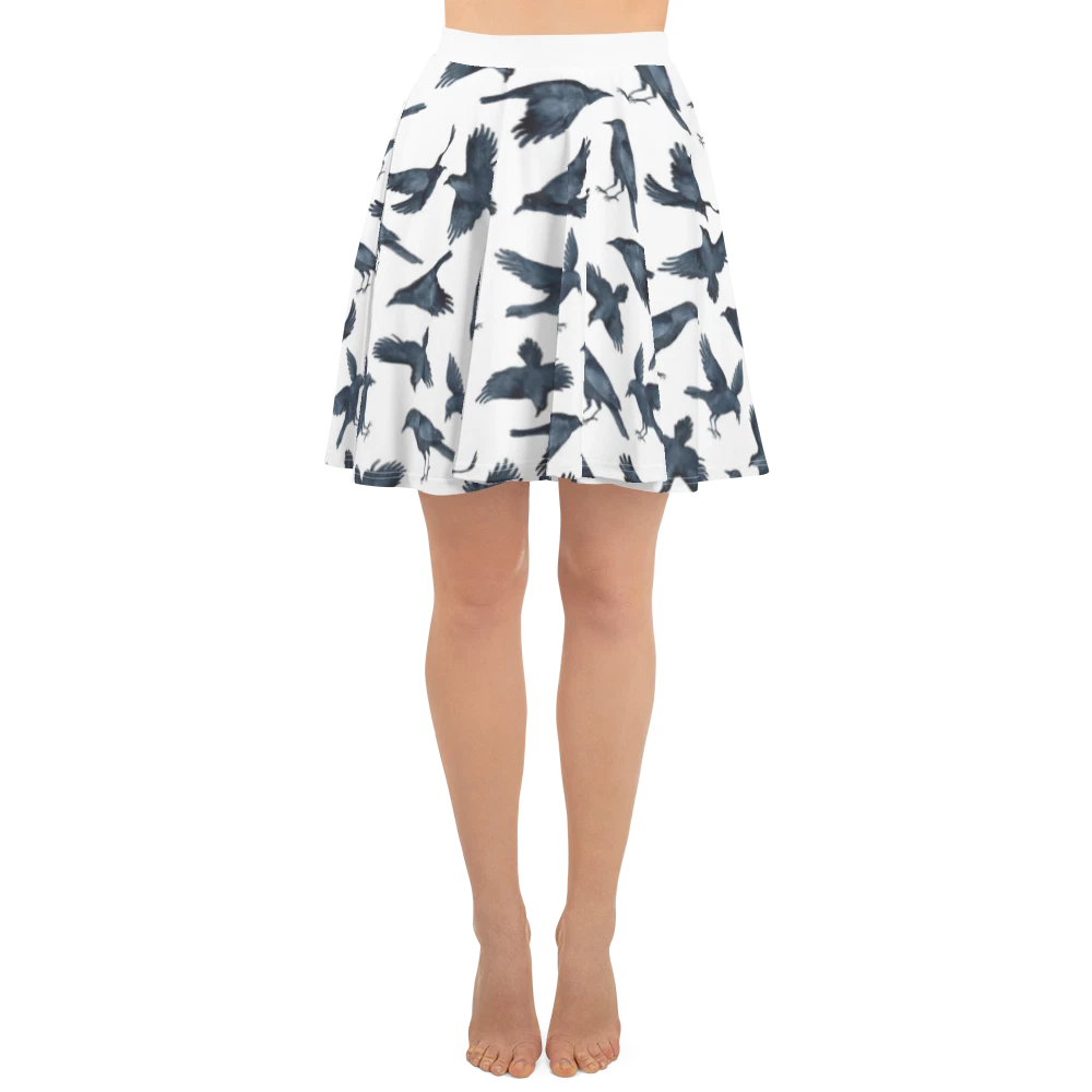 Raven Crow Skater Skirt, Gift for Her