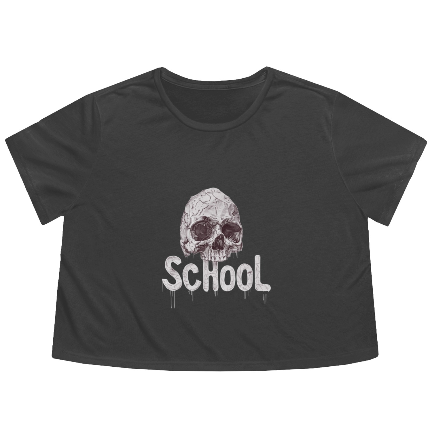 Gothic Grunge Graphic Flowy Cropped Tees for Alternative Style