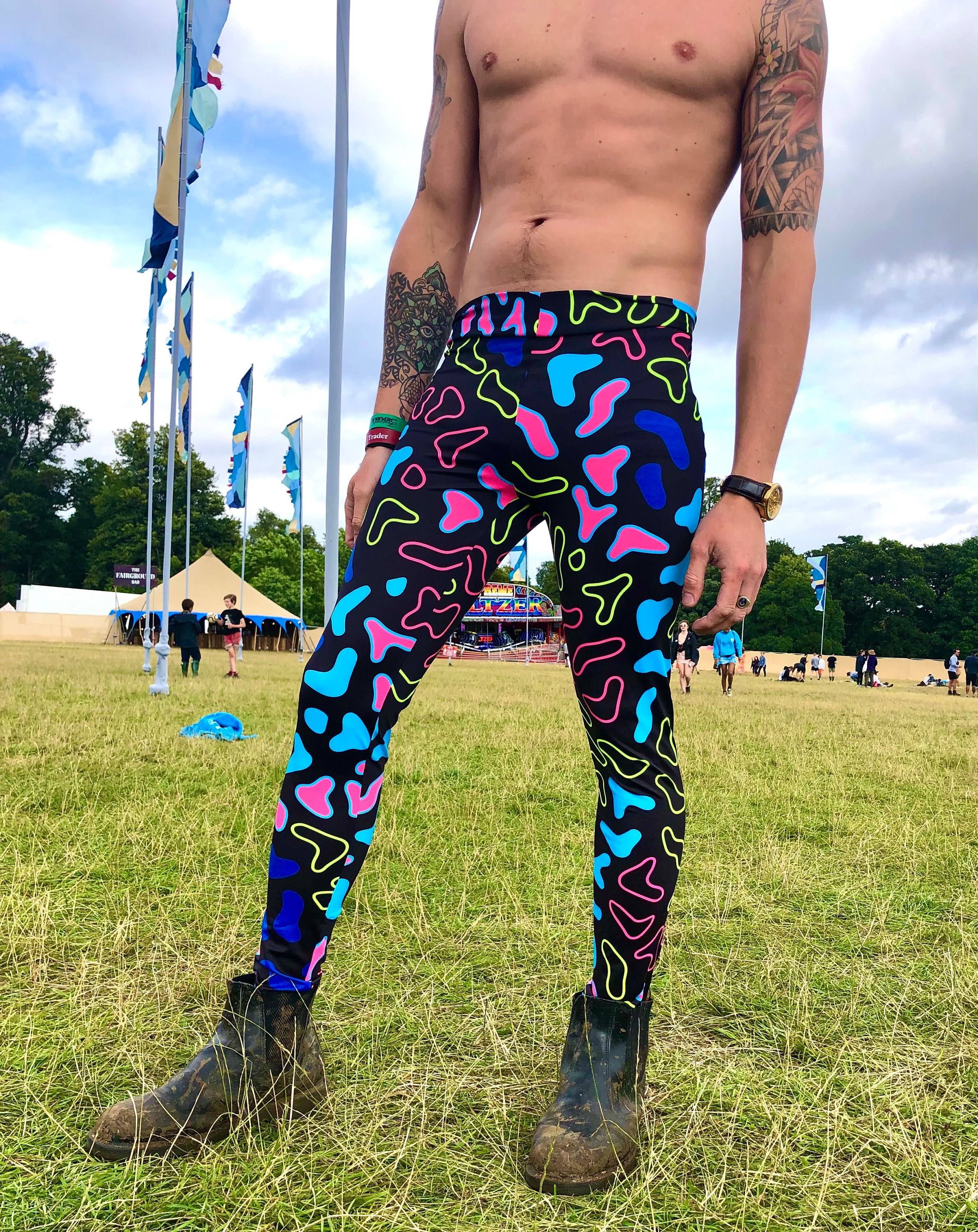 Neon Aninmal Meggings, Art Leggings, Crazy Leggings , Festival Pants, Colourful leggings