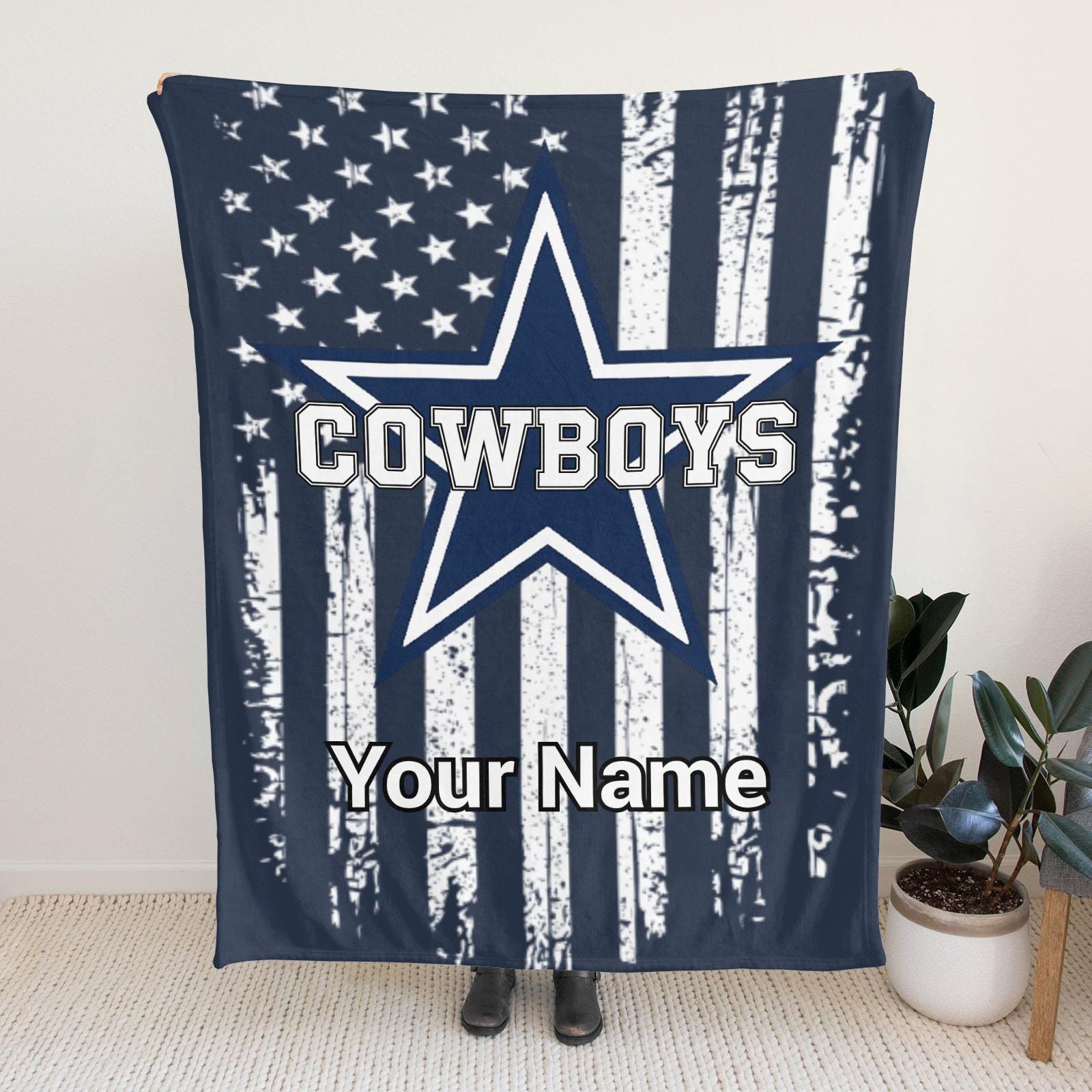 Personalized Dallas Football Fleece Blanket with Custom Name