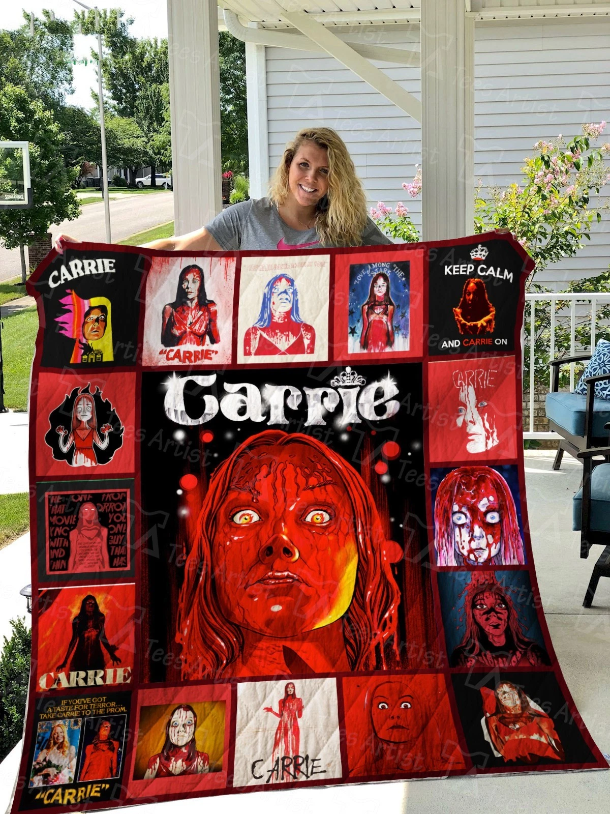 Carrie 1976 Quilts, Horror Movie Quilts Blanket Movie Lover Gifts Halloween