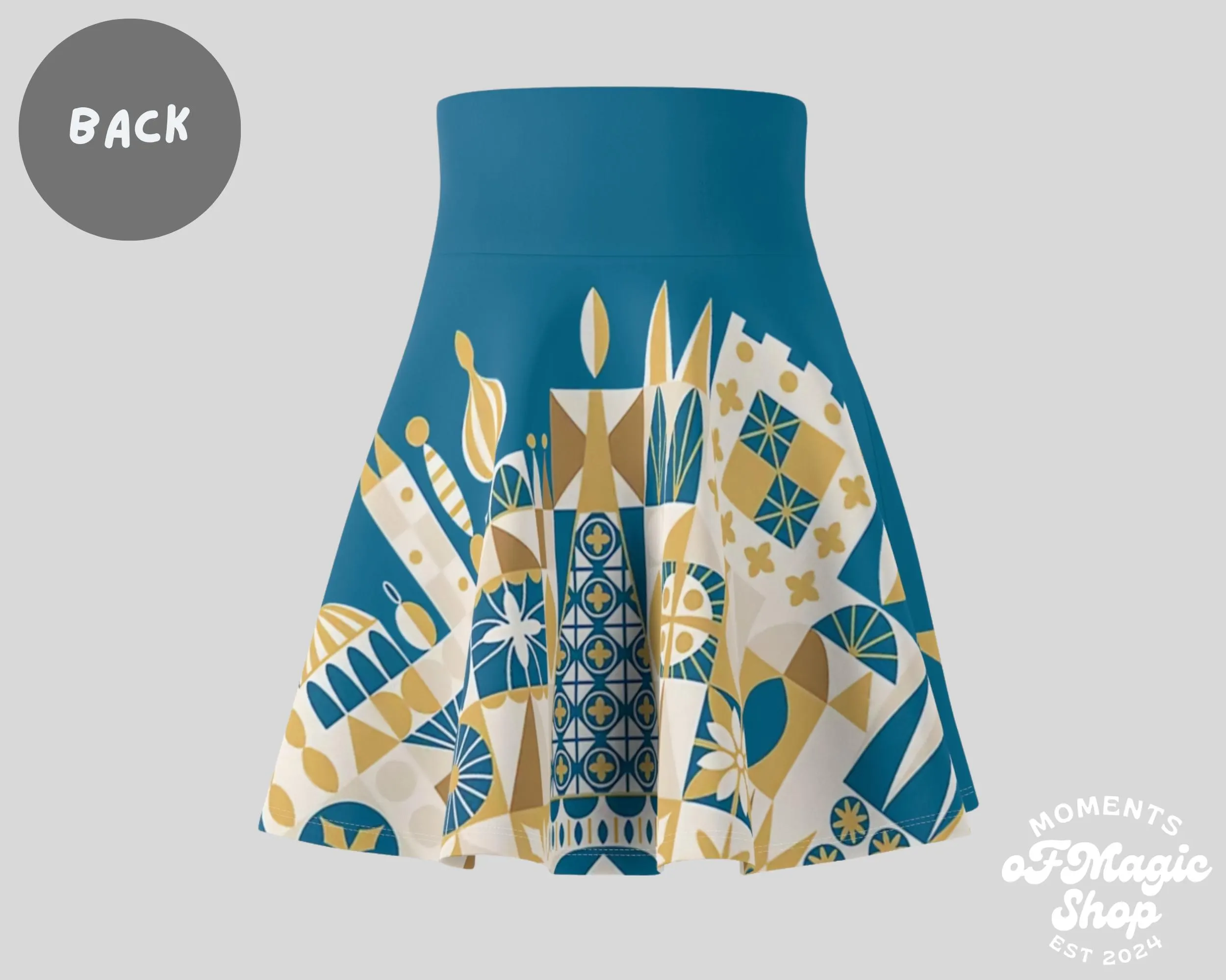 Blue Its A Small World Inspired Running Skirt | Magical Themed Running Skirt | Women's Skater Skirt