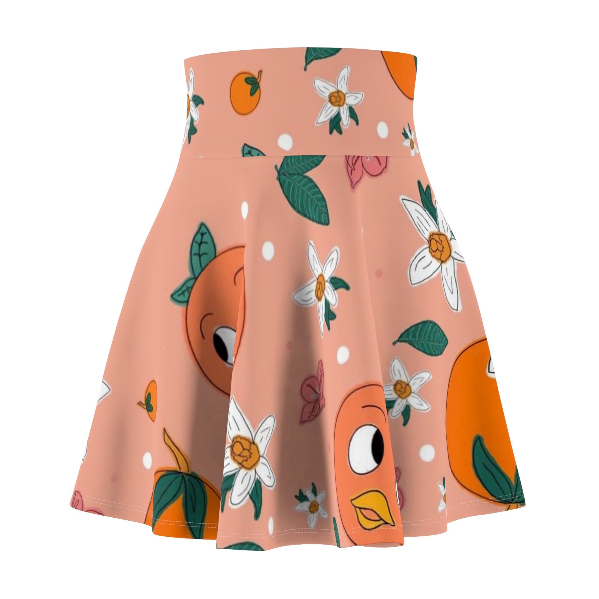 Orange Bird Women's Skater Skirt | 4" wide high-rise elastic waistband | Women Summer Skater Skirt | Beaching Outfit