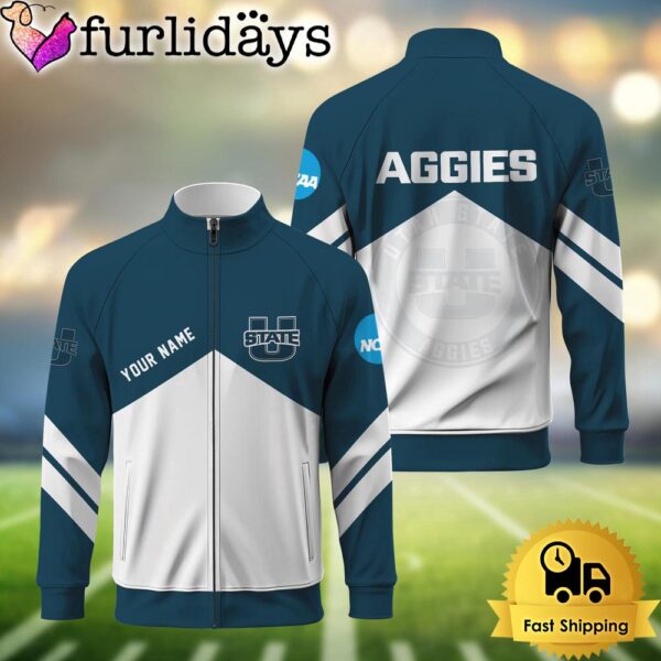 NCAA Utah State Aggies Logo Custom Standing Neck Zipper Jacket