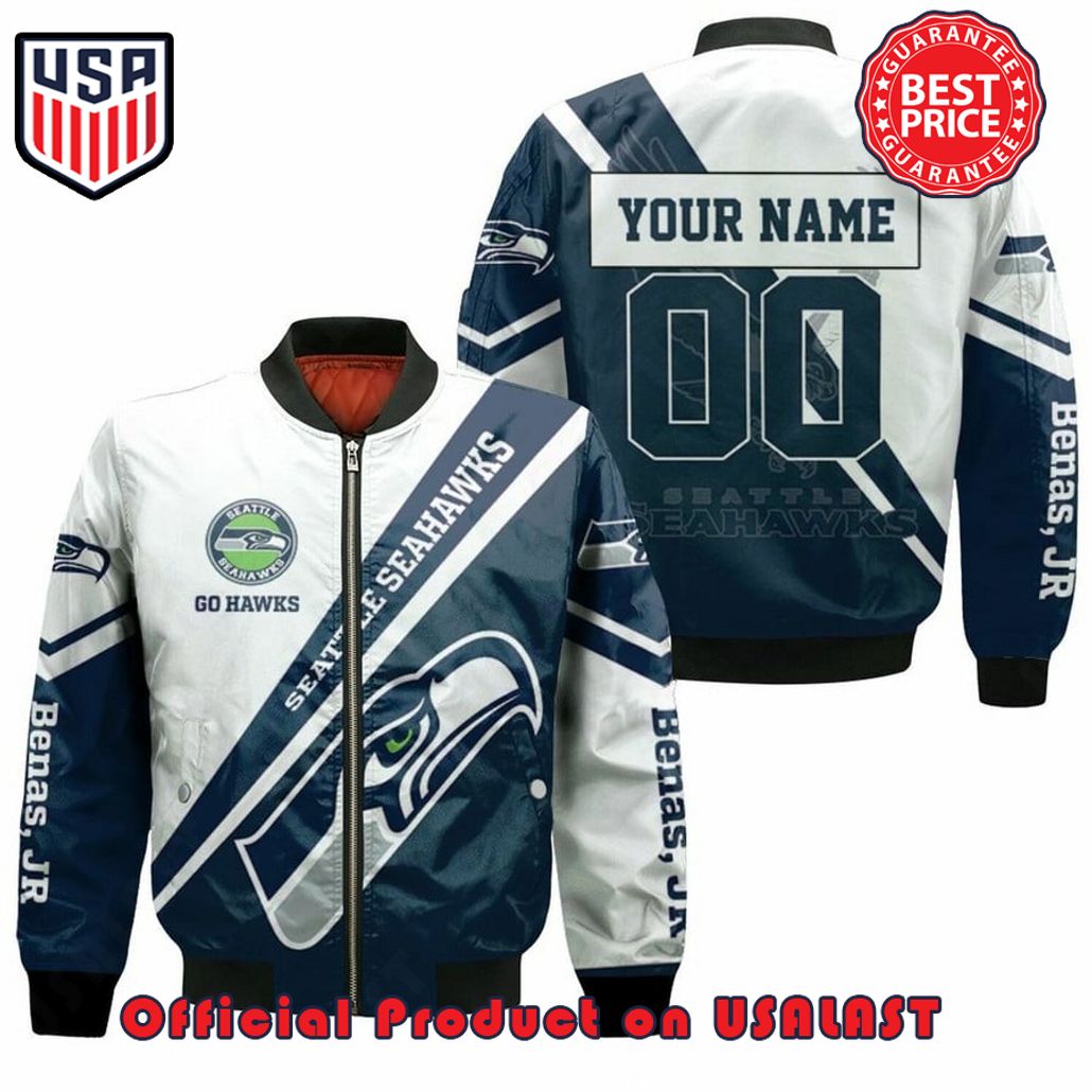 SEATTLE SEAHAWKS 3D BENAS JR CUSTOMIZED PATTERN BOMBER JACKET