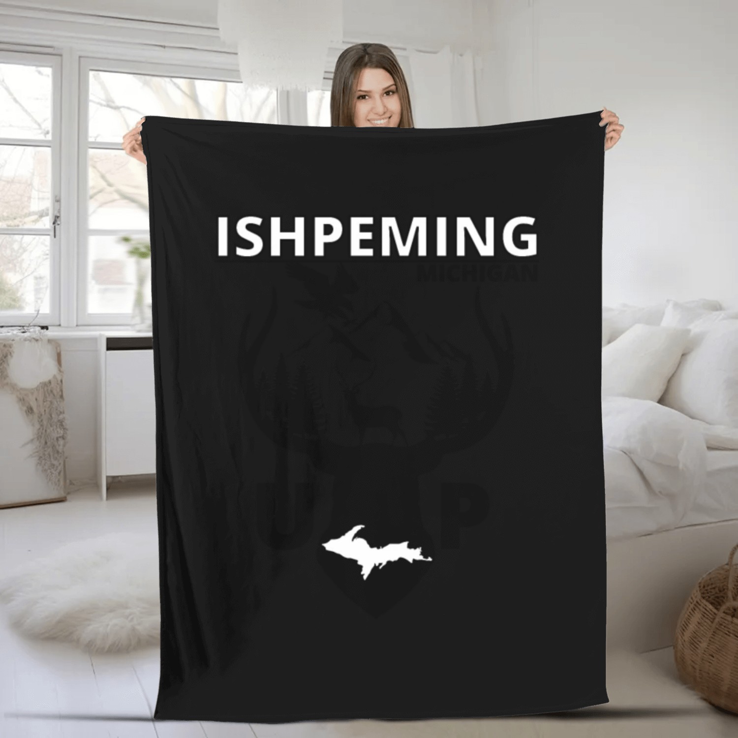 Ishpeming Michigan Upper Peninsula Fleece Blankets