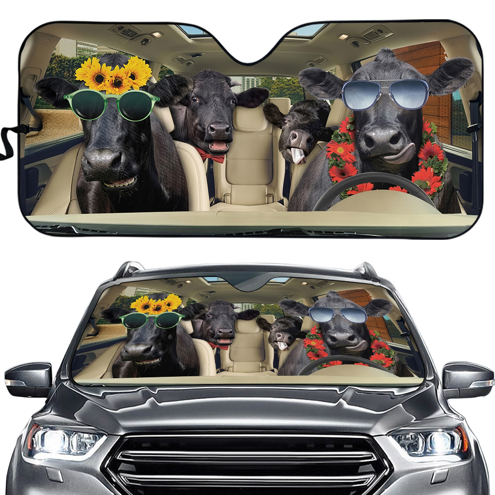 Black Angus Car Sun Shade, Black Angus Auto Sun Shade, Funny Cow Car Decor, Cow Car Accessory, Cow Car Windshield, Cow Lover Gift