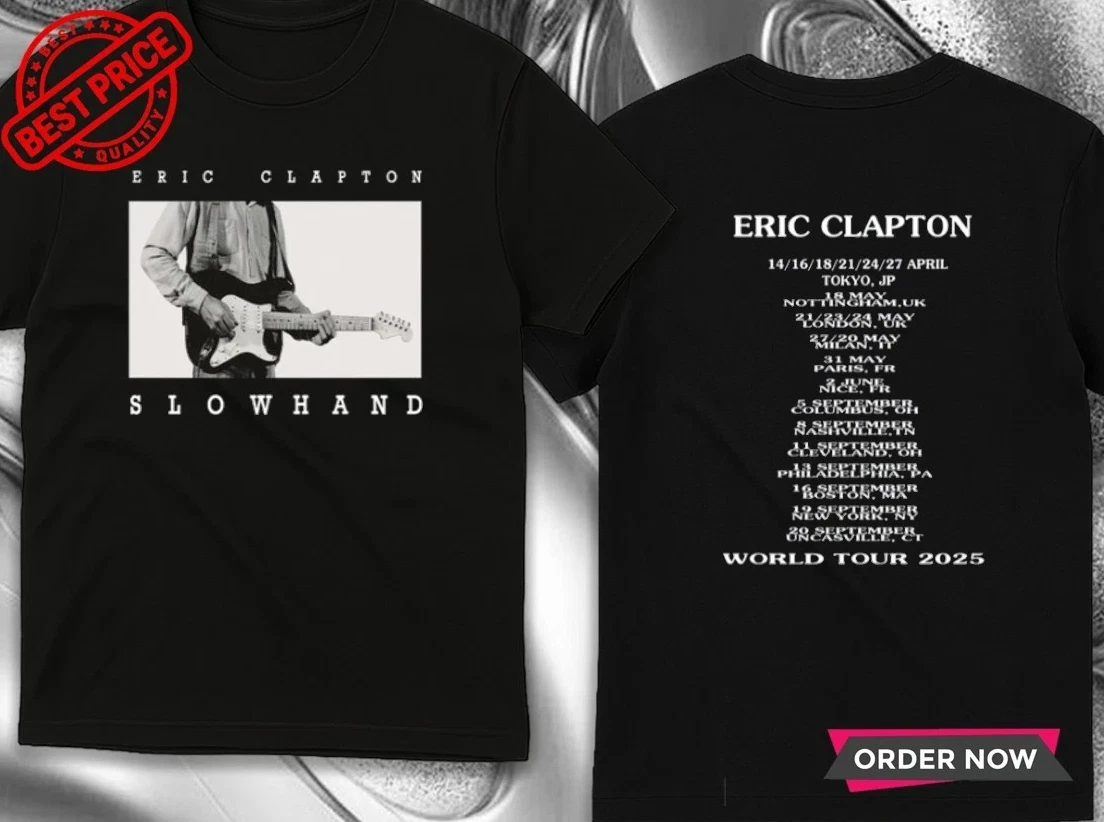 Eric Clapton Slowhand 2025 World Tour Double Sided T-Shirt