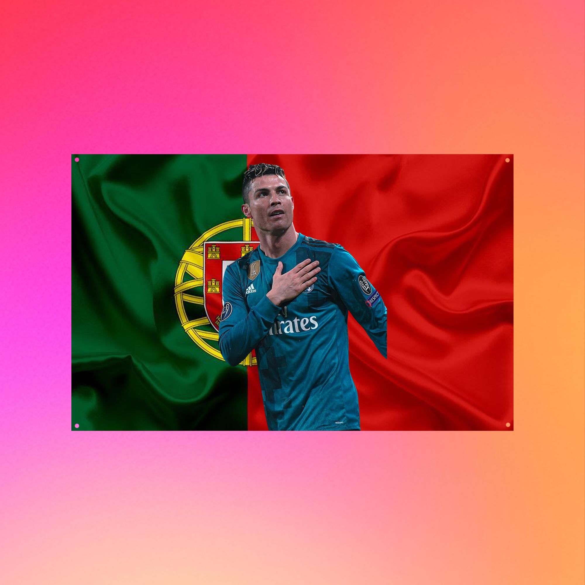 Cristiano Ronaldo Portugal Flag, CR7 Wall Tapestry, Portugal Soccer Decor, Football Legend Banner, Portuguese Fan Gift