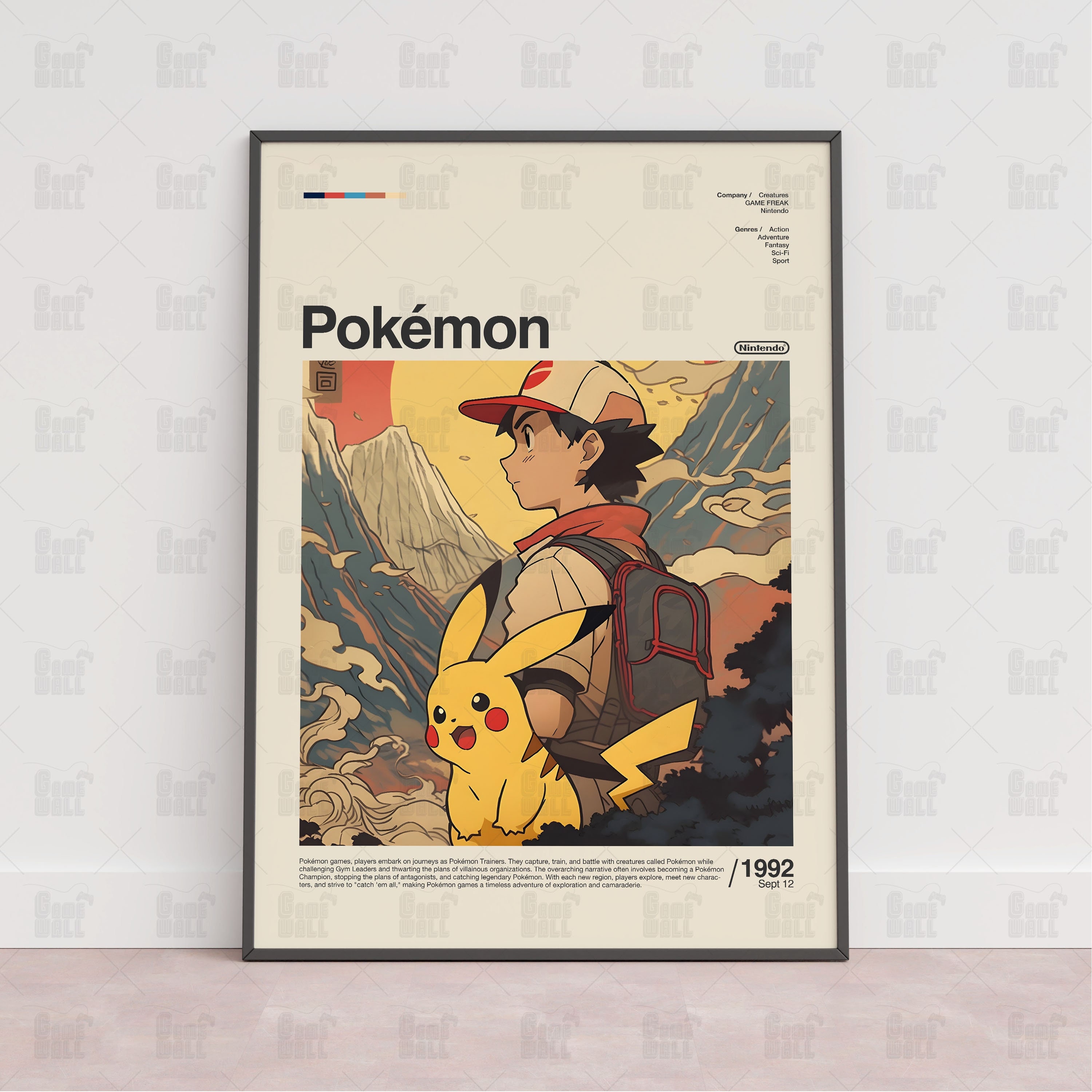 PKM Poster, Gaming Room Poster, Video Games Poster,Gaming Art Wall Decor, Gaming Art