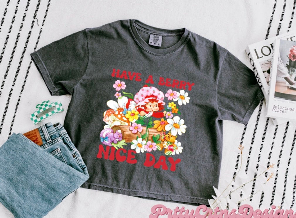 80s cartoons Shirt | 80s cartoon era Crop top | strawberry girl | strawberry girl tee shirt | have a berry nice day | 80s cartoon girl | pink | strawberry