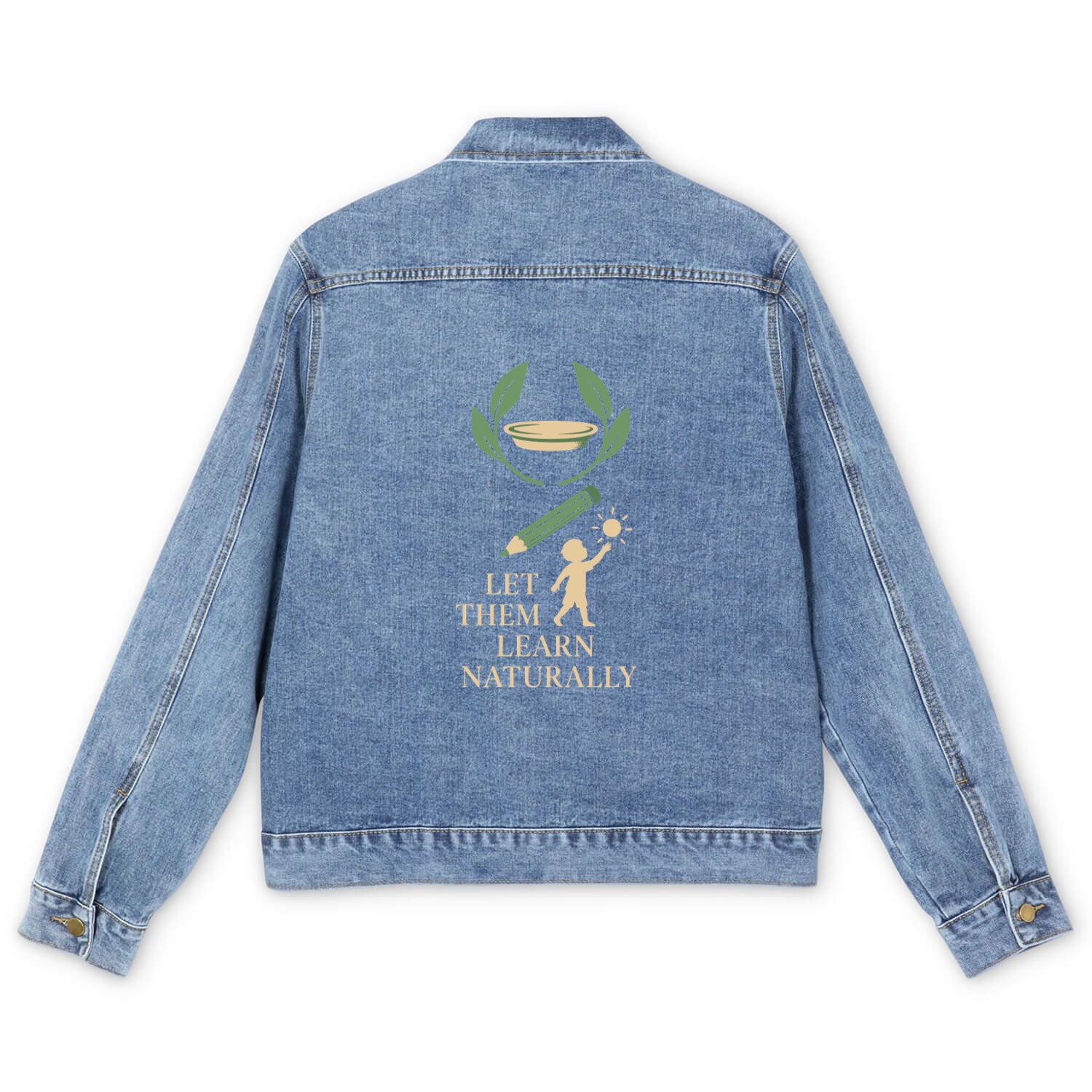 Montessori Mom Life Calm Learning Child Men's Denim Jackets