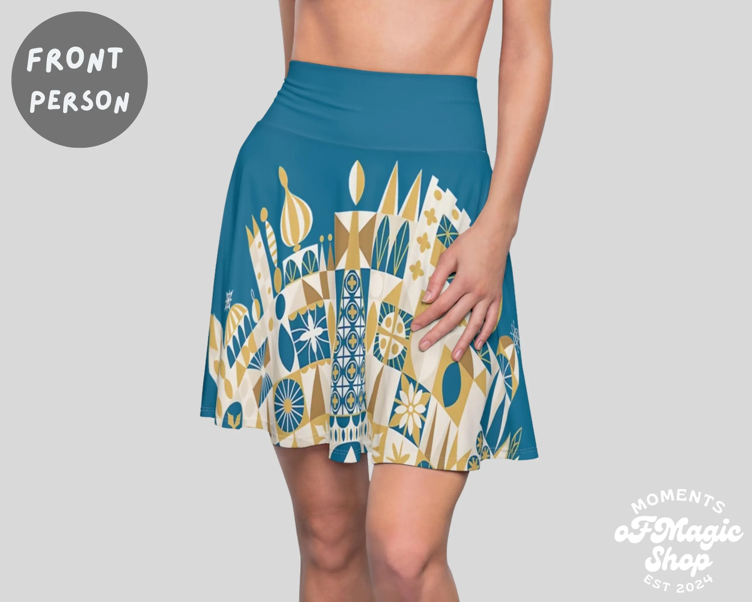 Blue Its A Small World Inspired Running Skirt | Magical Themed Running Skirt | Women's Skater Skirt