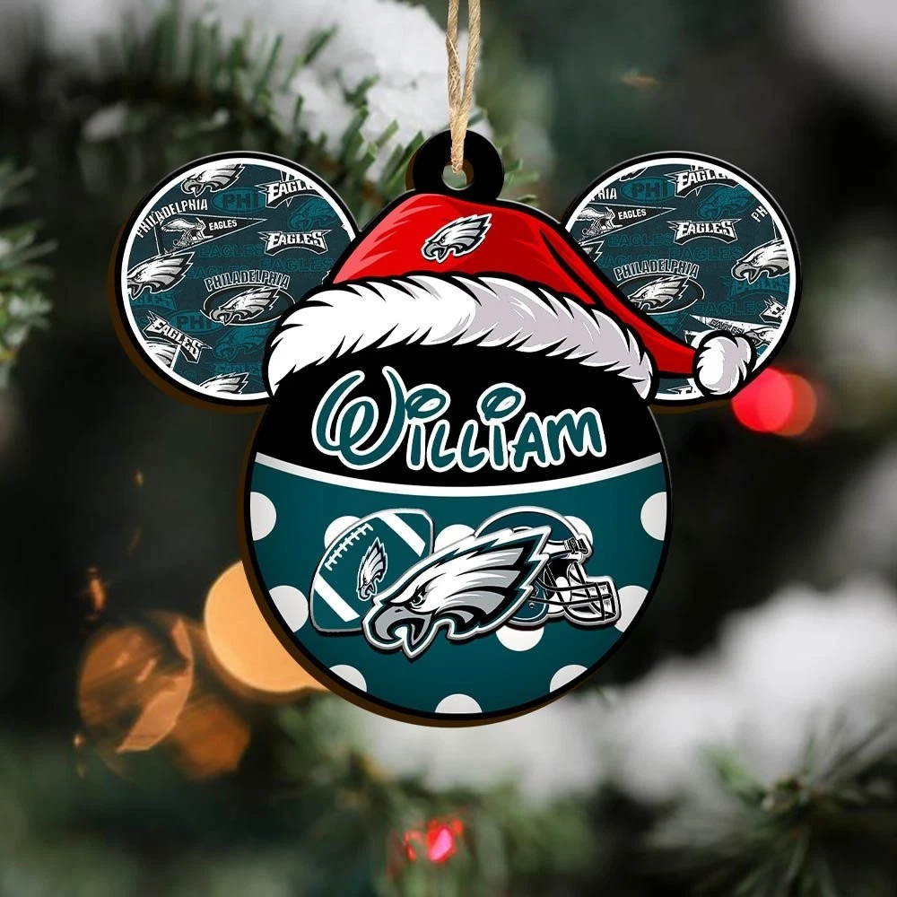 Personalized Philadelphia Team Eagles Sport Christmas Ornament, For Football Fan