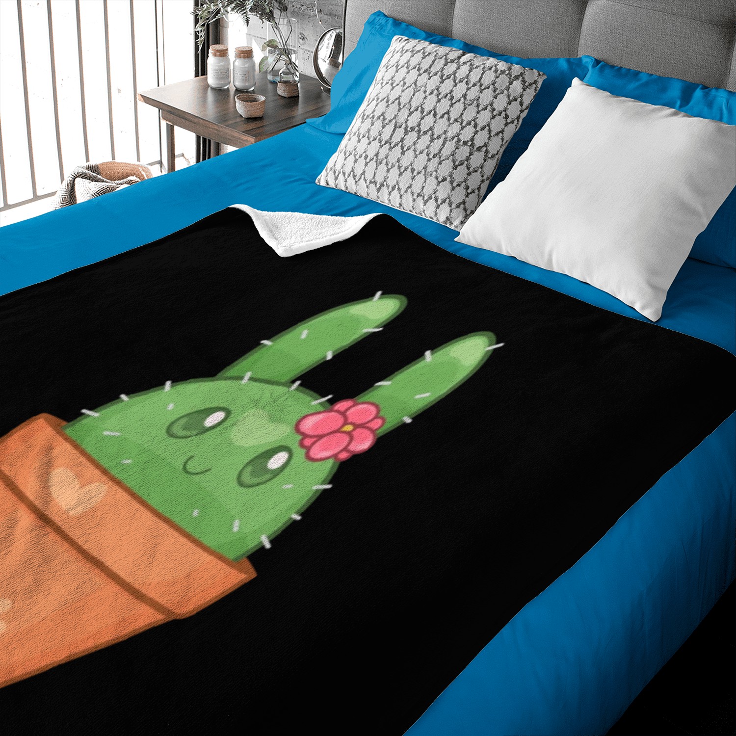 Bunny Rabbit Cactus Plant | Cute Bunny Succulent Baby Blankets
