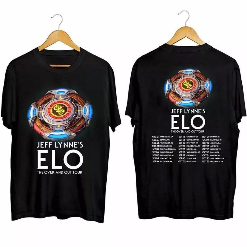 Jeff Lynne's ELO Over and Out FINAL Tour 2024 Shirt, Jeff Lynne's Elo 2024 Concert Tee, Jeff Lynne's ELO Fan Gift, Rock Band Music Tour