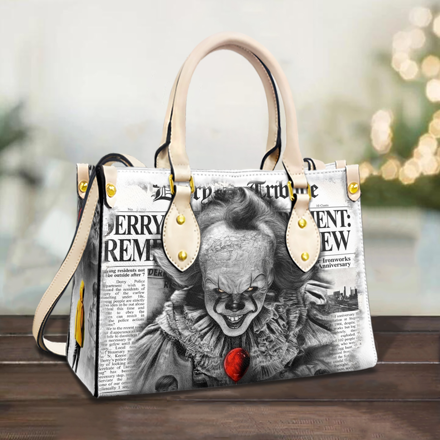Horror Halloween Leather Handbag, Horror Leather Bag, Shoulder Bag, Top Handle Bag, Gift For Mom.