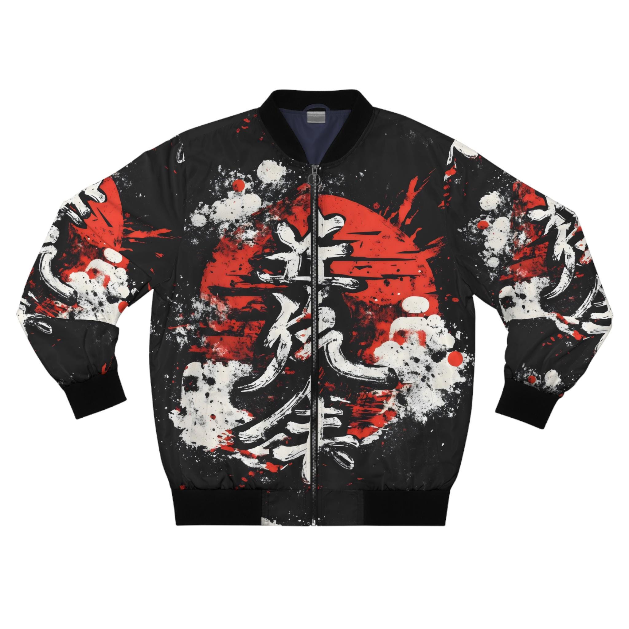 Japanese Streetwear Bomber Men's Jacket ,Men's AOP Bomber Jacket,,Stylish Japanese Bomber Jacket