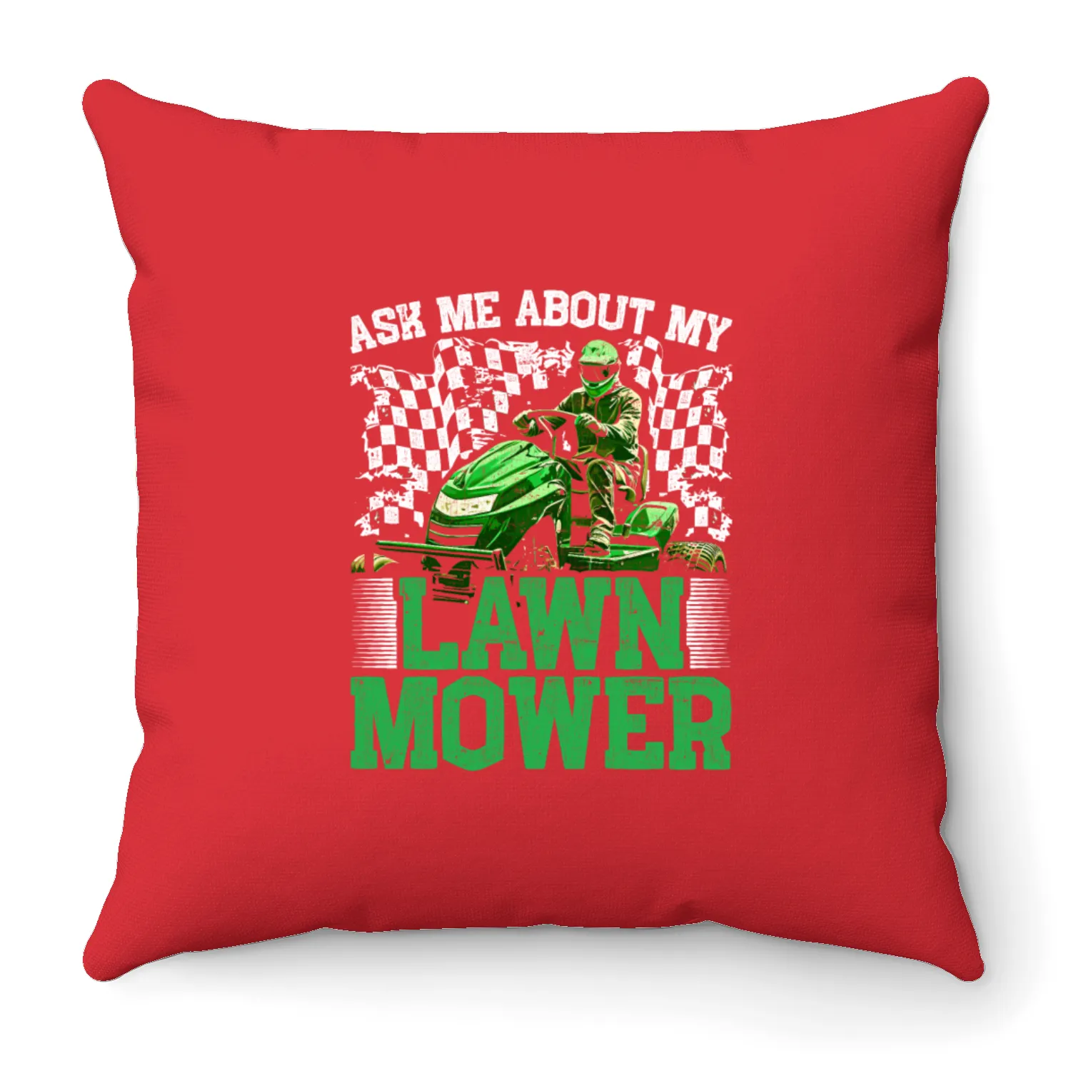 Lawn Mower Racing Lawnmower Throw Pillows