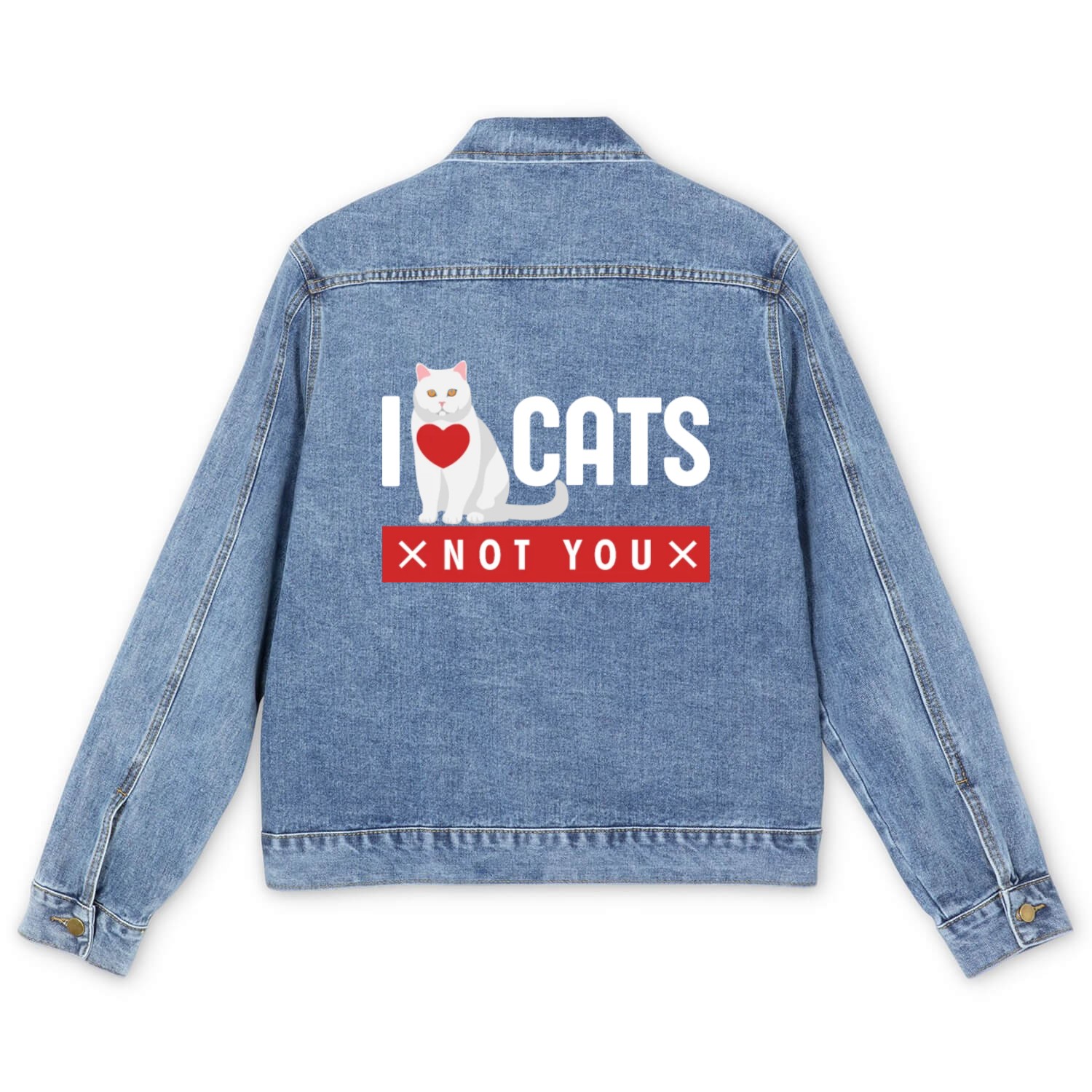 I Love Cats Not You Men's Denim Jackets