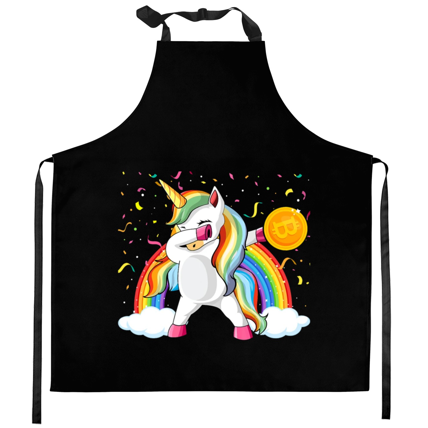 Dabbing Unicorn Bitcoin Sarcastic Cryptocurrency Kitchen Aprons