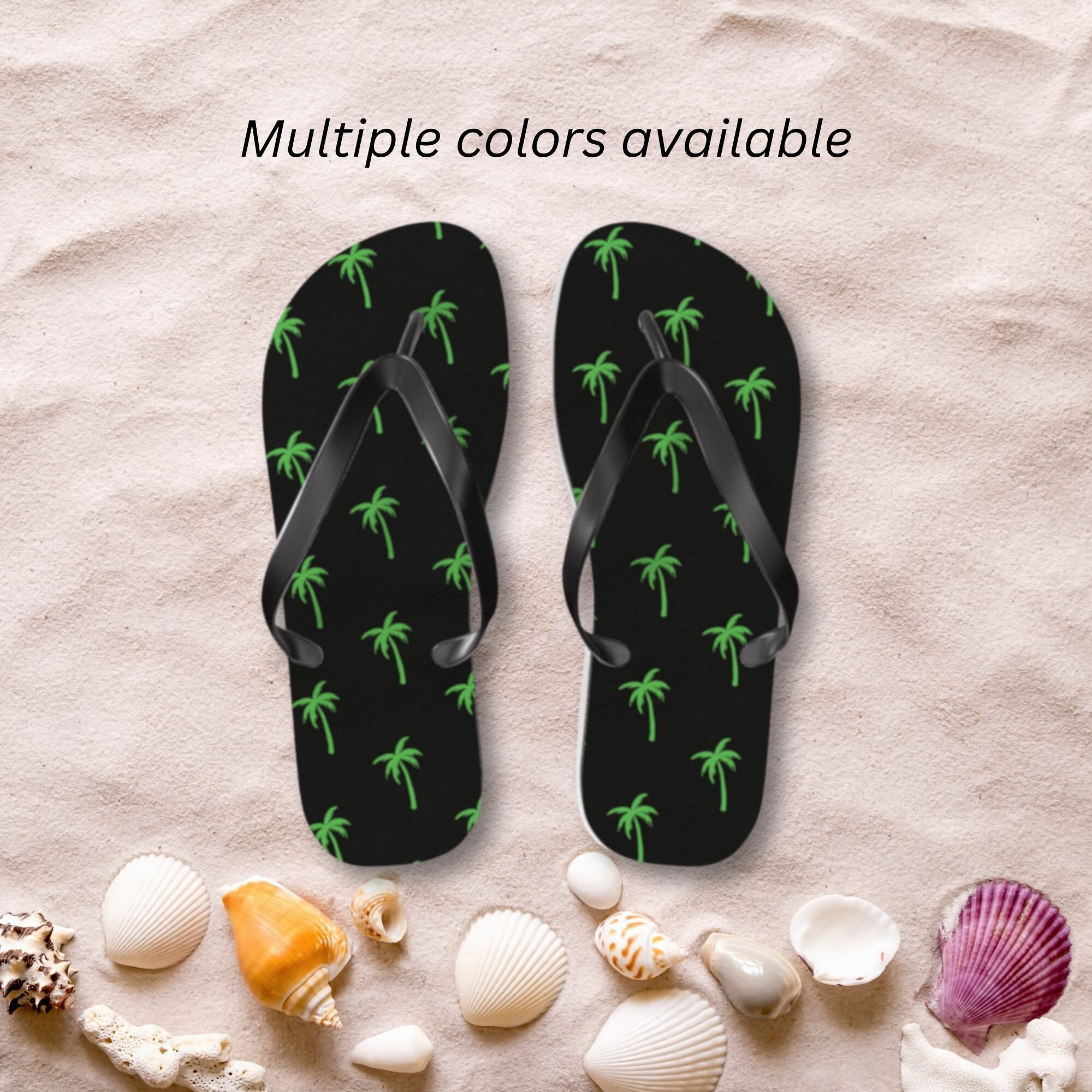 Palm Tree Flip Flops, Summer Casual Footwear, Beach Vacation Flips for Men and Women, Pool and Spa Sandals, Stylish Tropical Thong Sandal