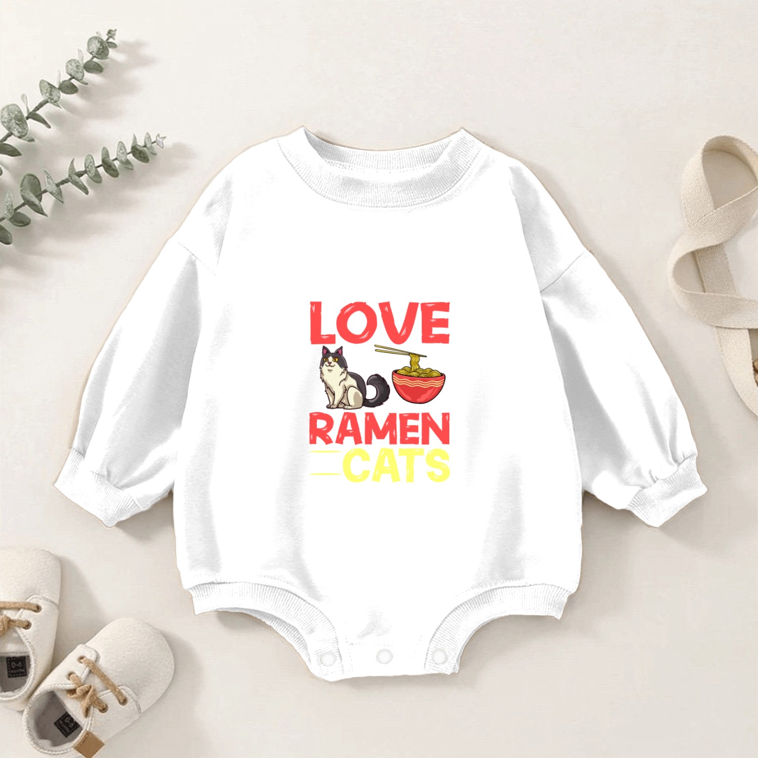 Ramen Cat Bowl Chicken Noodle Soup Japanese Baby Romper Sweatshirts