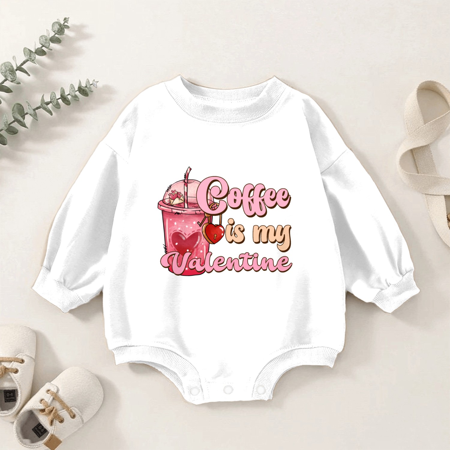 Coffee Is My Valentine Cute Coffee Lover Valentine Baby Romper Sweatshirts