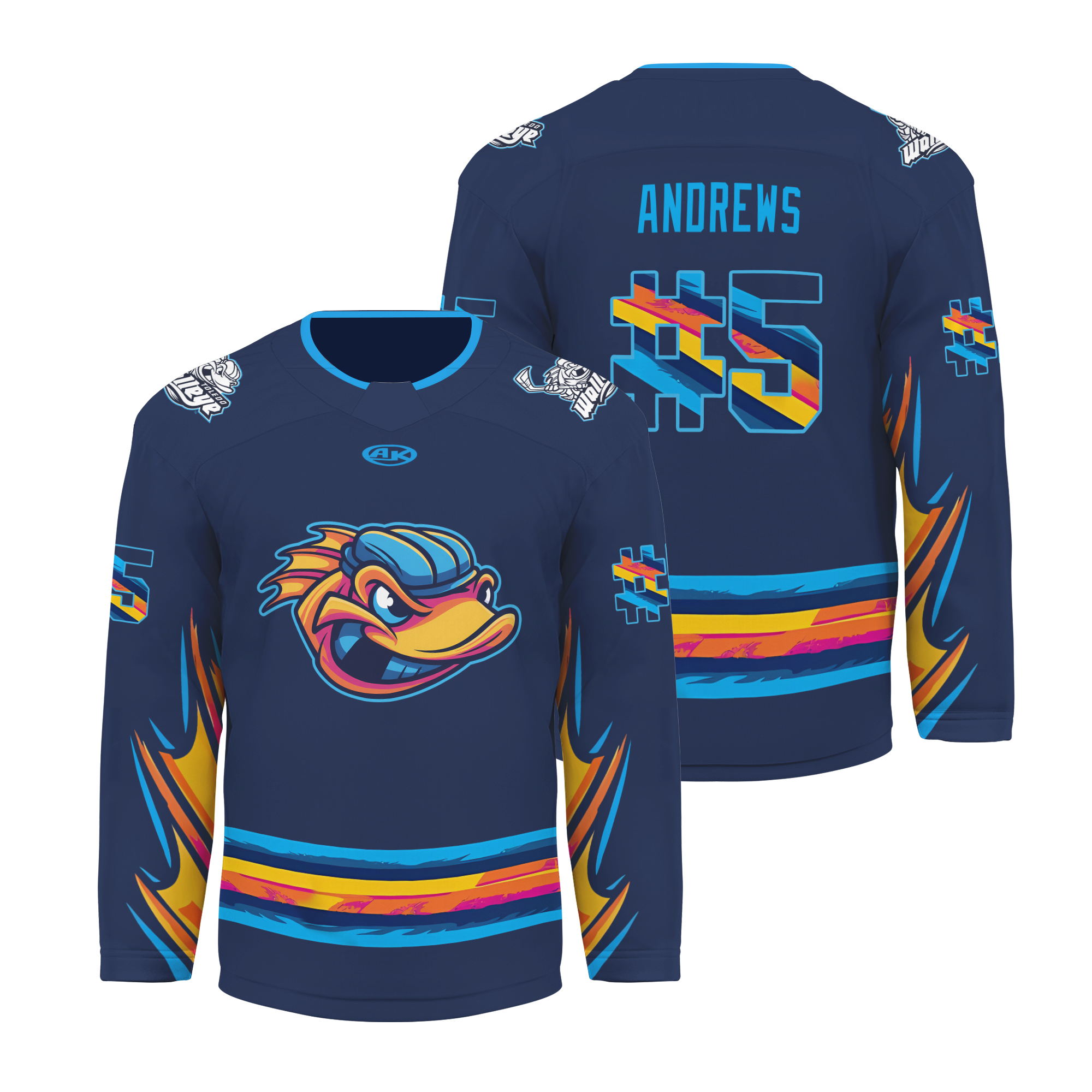 Personalize Toledo Walleye Kids Takeover Hockey Shirt Unisex Hockey Team Apparel