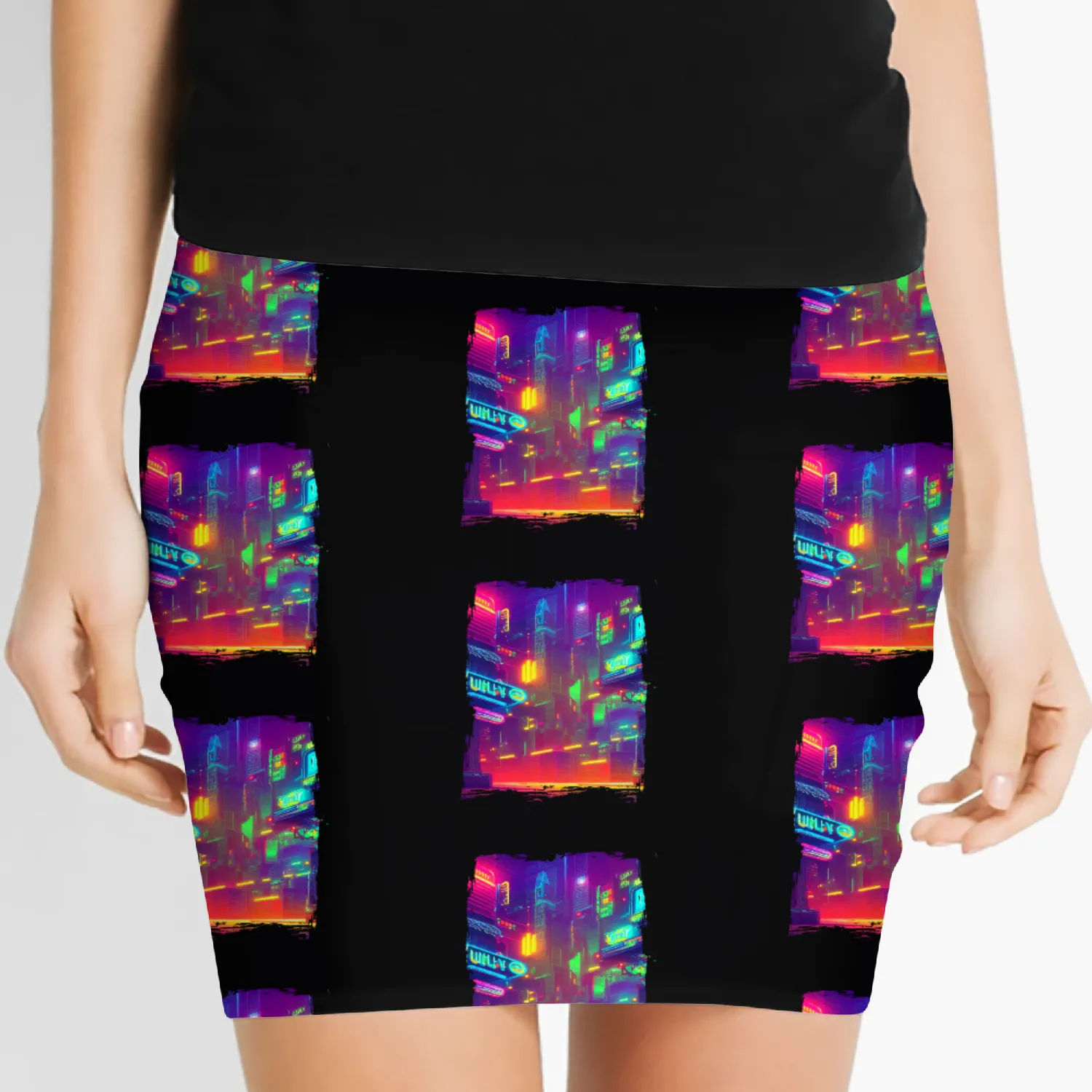 Cool Japanese World Japan Neon City Women's Mini Skirts