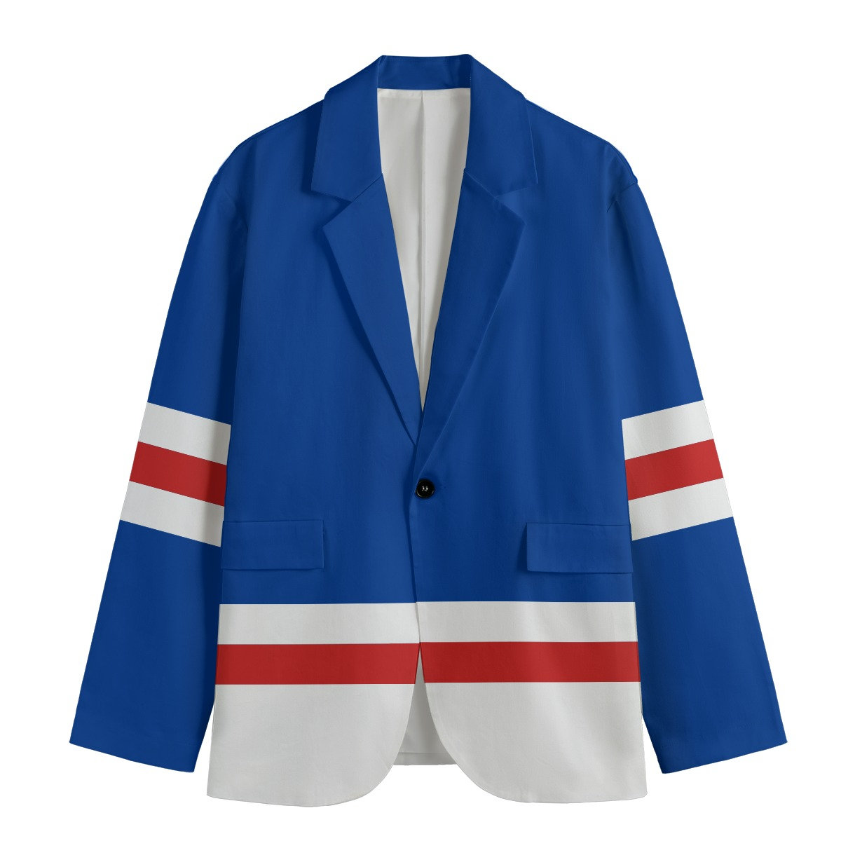 Blue with Red and WS Women's Casual Blazer, Women Suit Jacket, Gift For Her