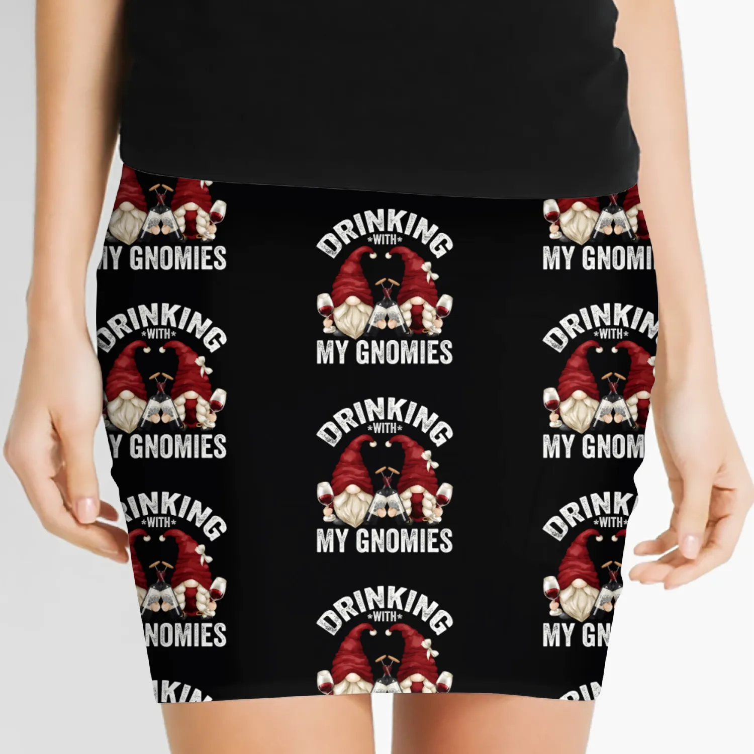 Wine Gnomes Loves Drinking With My Gnomies Gnome Women's Mini Skirts